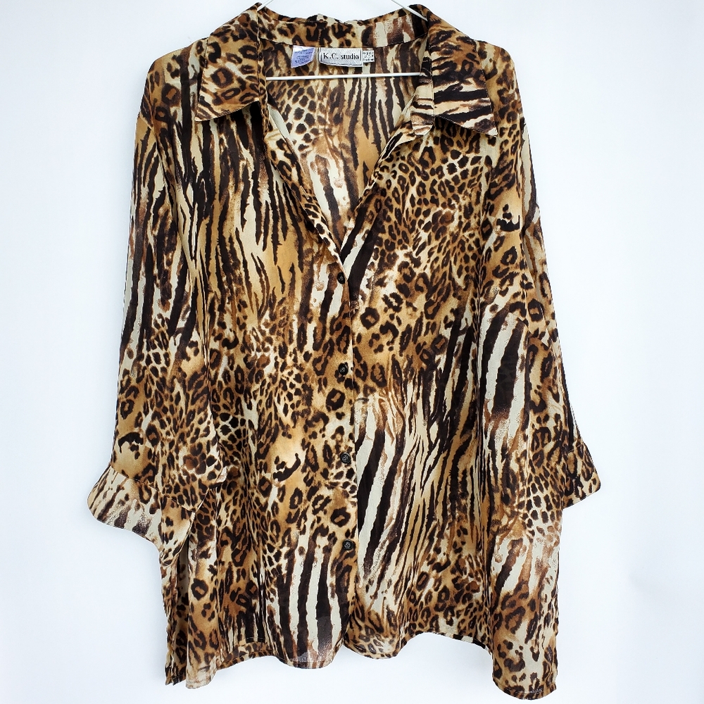 K.C. Studio Animal Print women's Blouse/Shacket 22W